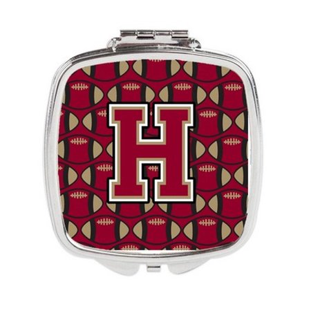 CAROLINES TREASURES Letter H Football Garnet and Gold Compact Mirror CJ1078-HSCM